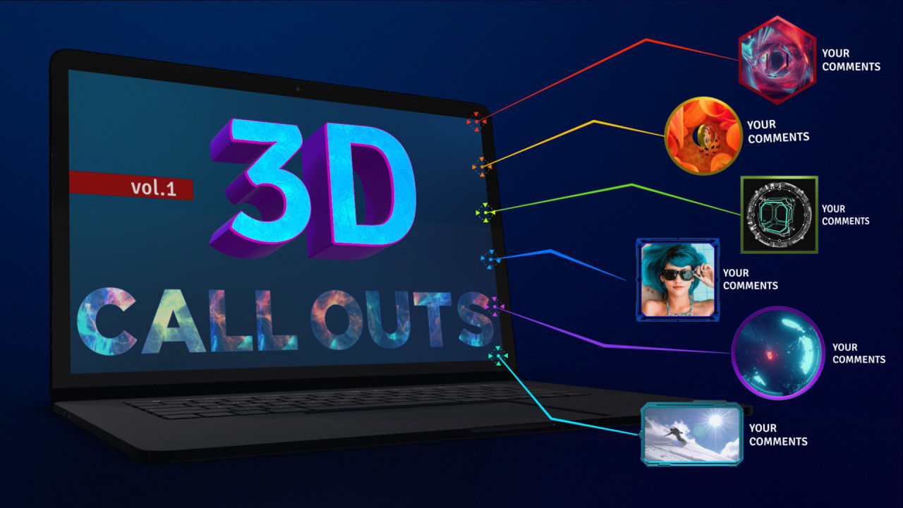 线条呼出解说文字动画动态形状边框素材库精选AE模板