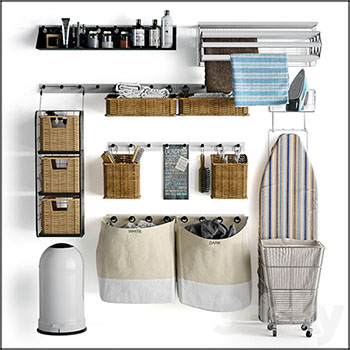 卫生间洗衣间藤编置物架毛巾架素材之家精选3D模型