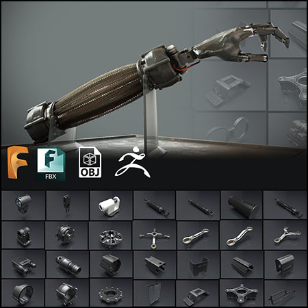 适用于Fusion 360的科幻硬面零件套装素材之家精选3D模型