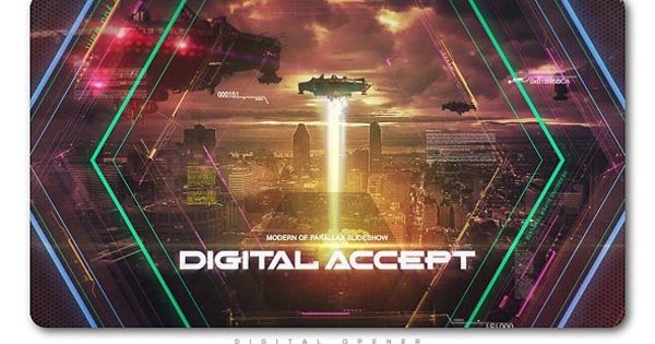 六边形动画开场动画素材库精选AE模板 Hexagons Accept Digital Opener