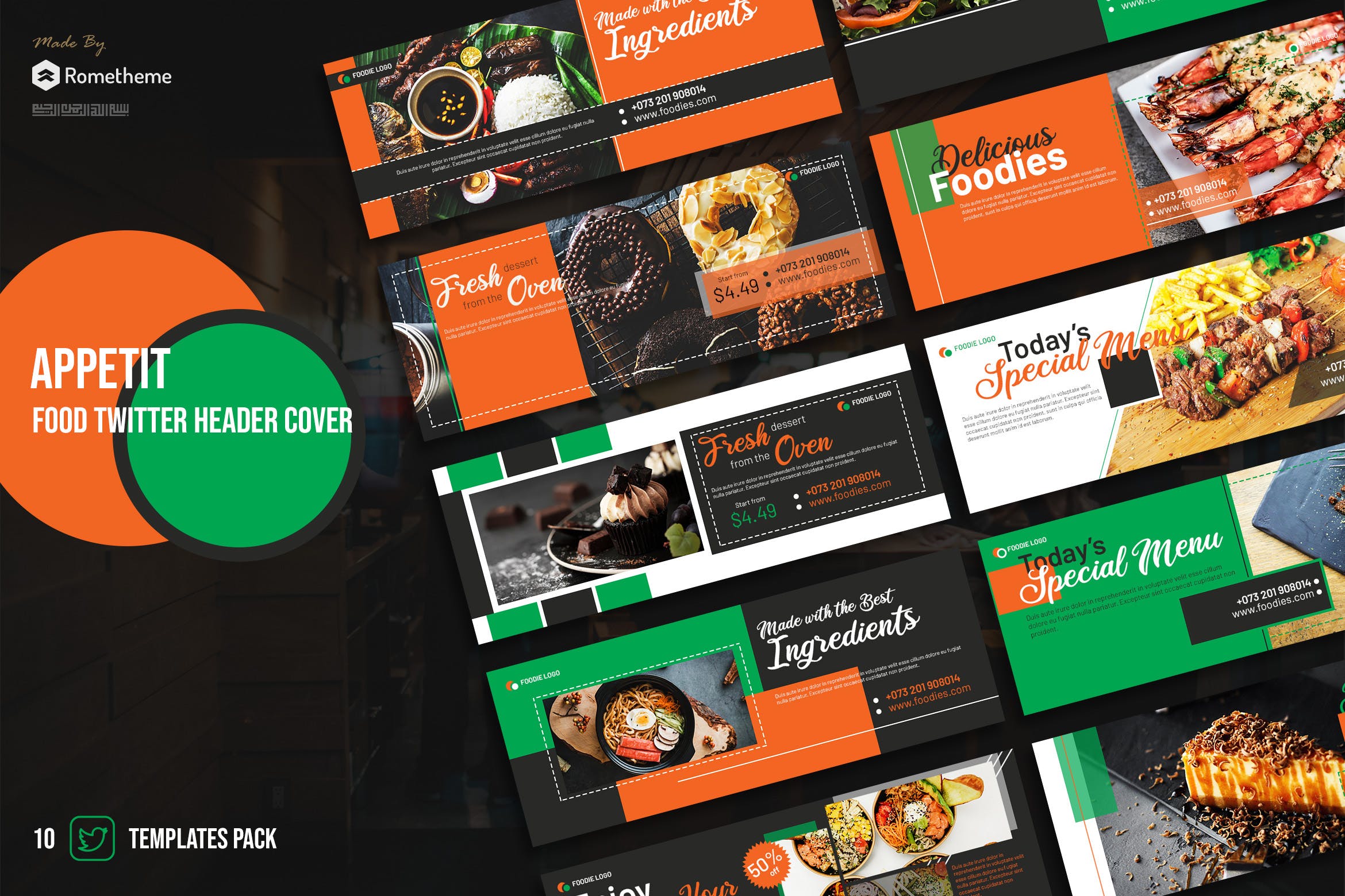 美食品牌Twitter社交平台推广封面设计模板素材库精选 Appetit – Food Twitter Header Cover插图