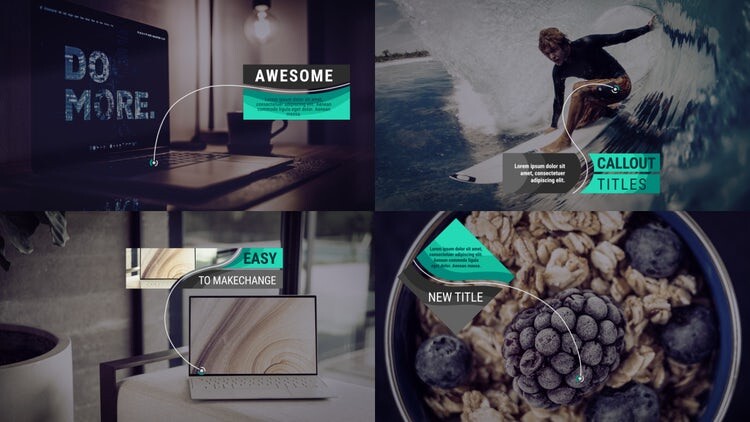 干净的创意标注标题素材库精选AE模板