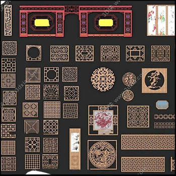 中文风雕花窗装饰素材之家精选3D模型