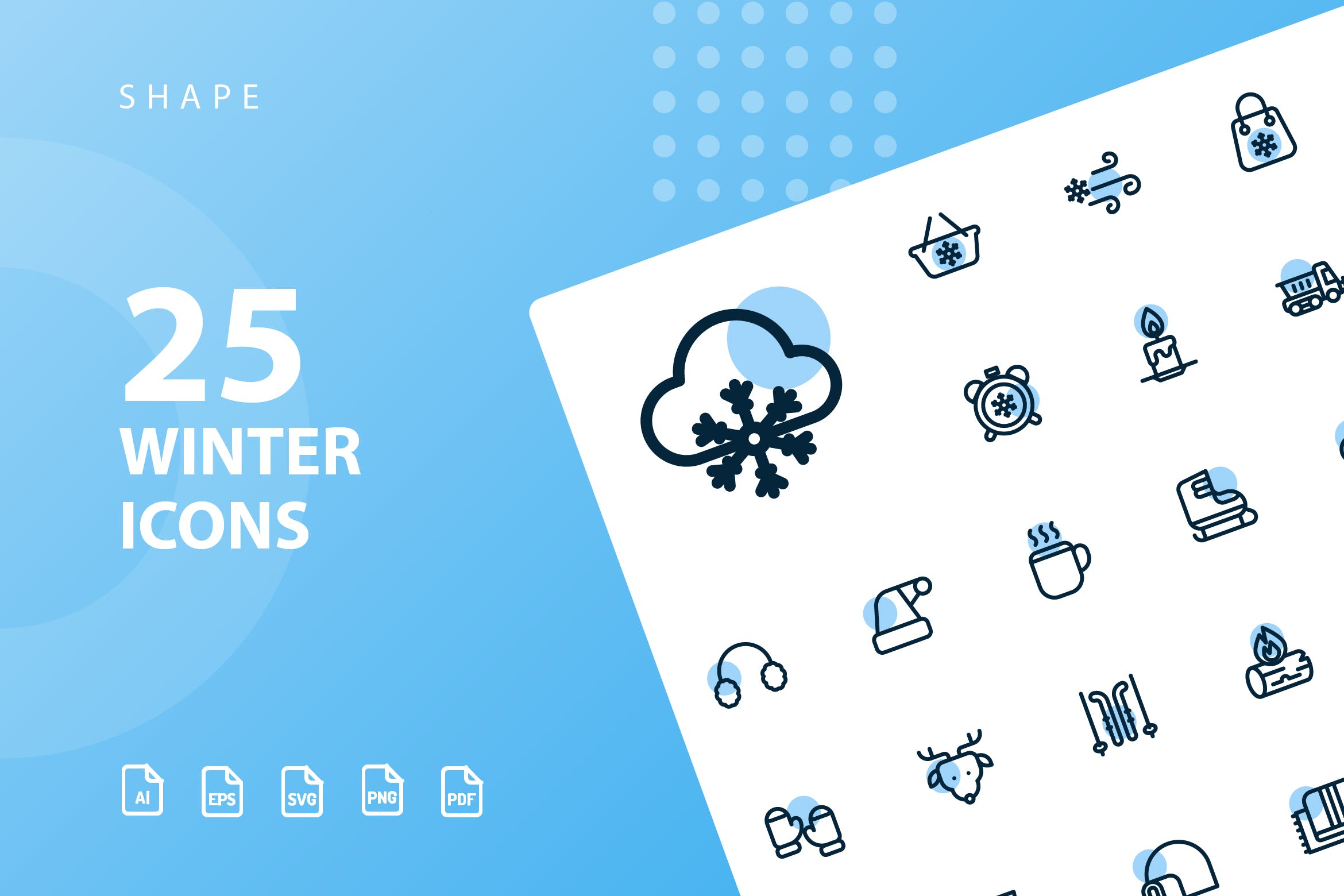 25枚冬天主题矢量阴影素材库精选图标v2 Winter Shape Icons插图