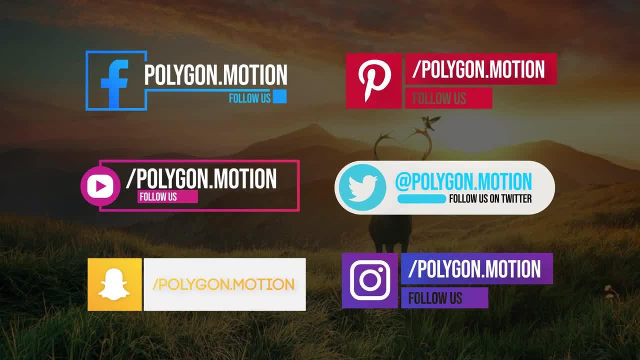 简洁下三分之一社交媒体图标素材库精选AE模板