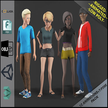 低多边形卡通人物素材之家精选3D模型