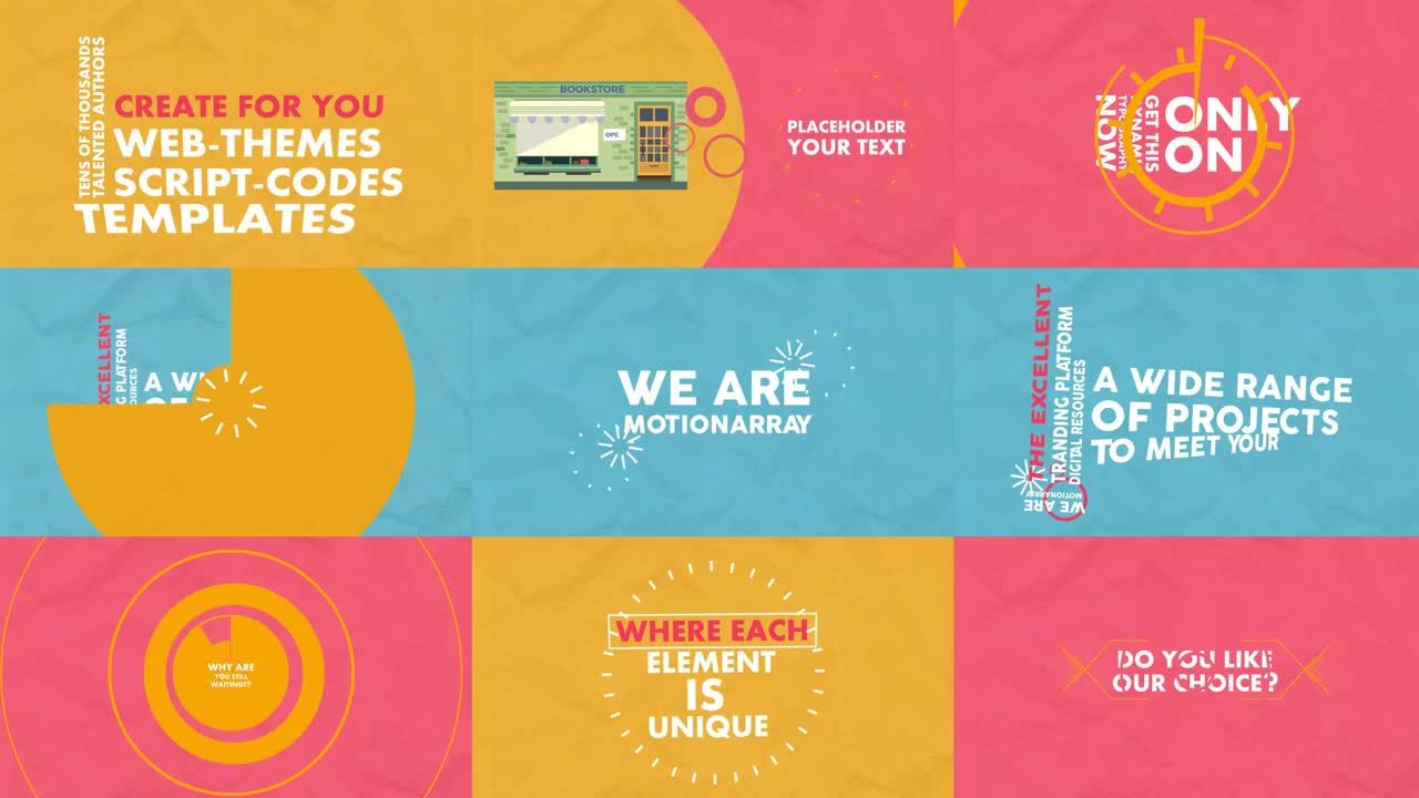 充满活力的动力学排版全屏标题动画素材库精选AE模板