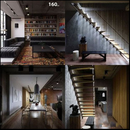 全套住宅室内场景客厅书架素材之家精选3D模型