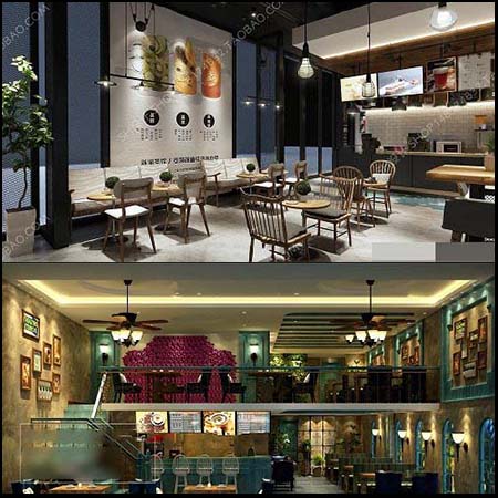 8款欧式风格咖啡馆室内场景素材之家精选3D模型