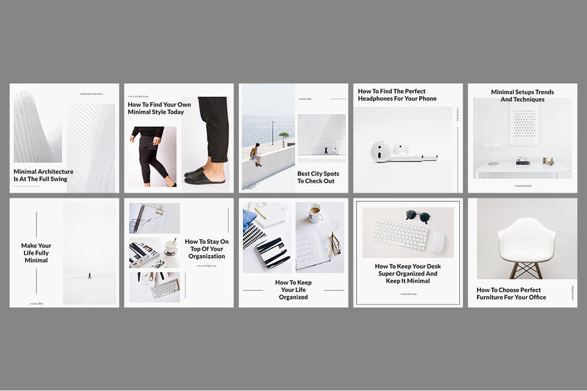 极简主义设计风格Instagram社交设计素材包 Belgrade Minimal Instagram Pack插图(3)