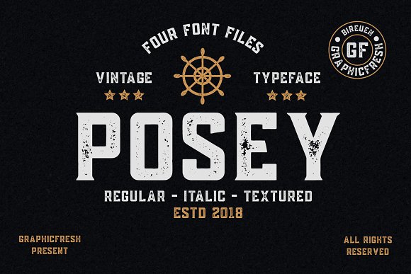 Posey – Vintage Type | 4 Font Files素材之家精选英文字体