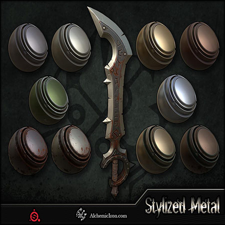 布料钢铁石头木头风格化3D材质预设