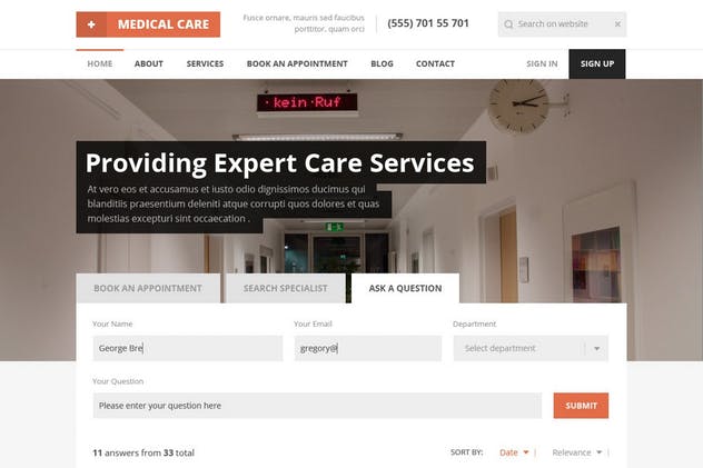 医疗保健医学主题网站设计PSD模板素材库精选 Medical Care – Medical PSD Template插图(3)