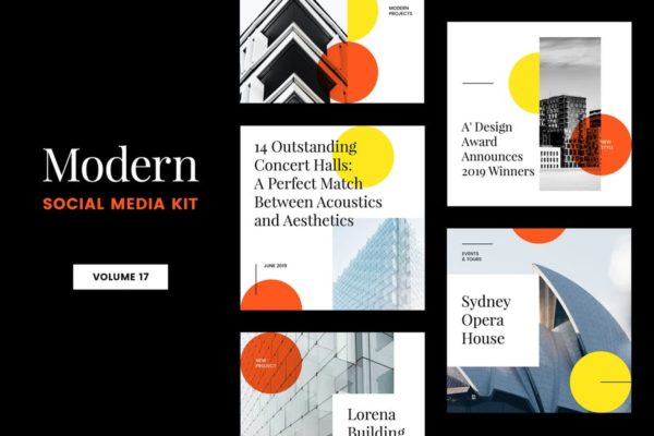 现代设计风格Instagram社交媒体品牌故事推广模板素材库精选v17 Modern Social Media Kit (Vol. 17)
