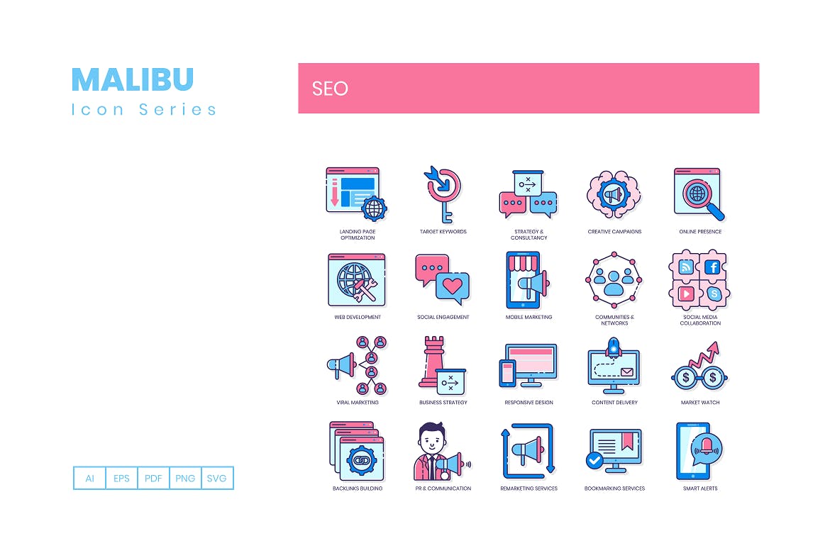 Malibu系列-110枚搜索引擎优化SEO主题图标素材 110 SEO Icons – Malibu Series插图(2)