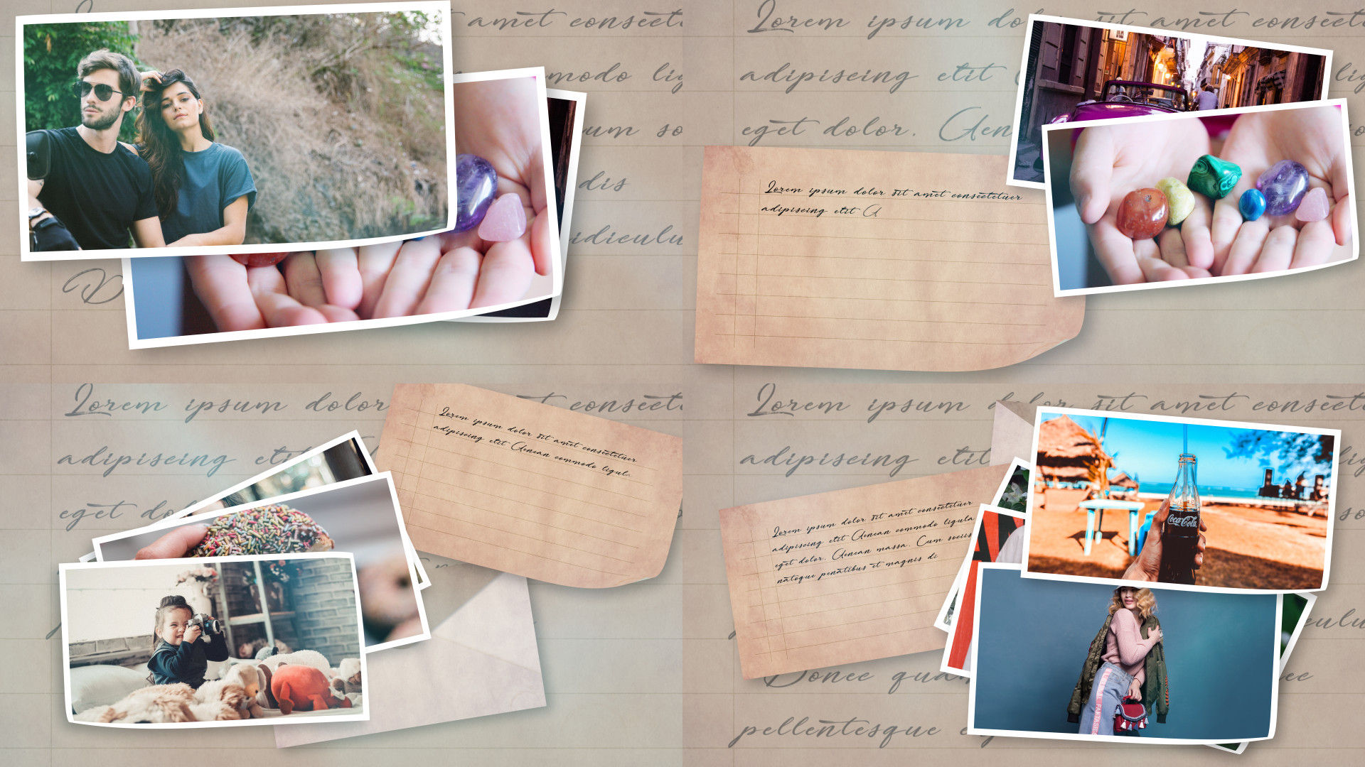 怀旧照片风格图片墙清新文字过渡素材库精选AE模板