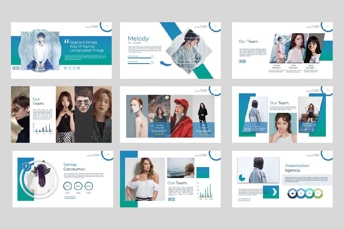 创新时尚高端简约几何图形powerpoint幻灯片演示模板（pptx）插图(1)