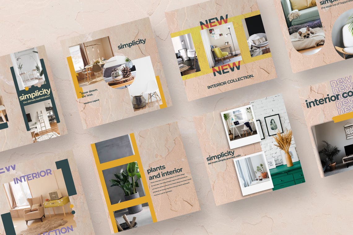 北欧风格家具内饰品牌Instagram社交推广素材 Home Interior – Instagram Post Template插图(2)