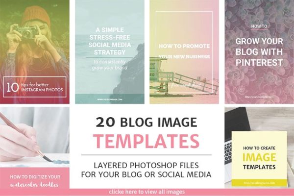 20款博客&amp;Instagram设计贴图模板素材库精选 20 Blog Post and Instagram Templates