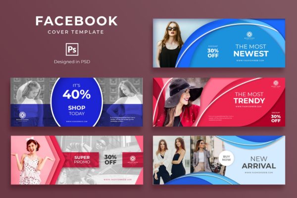 品牌服饰社交推广Facebook主页封面设计模板素材库精选 Fashion Facebook Cover Template