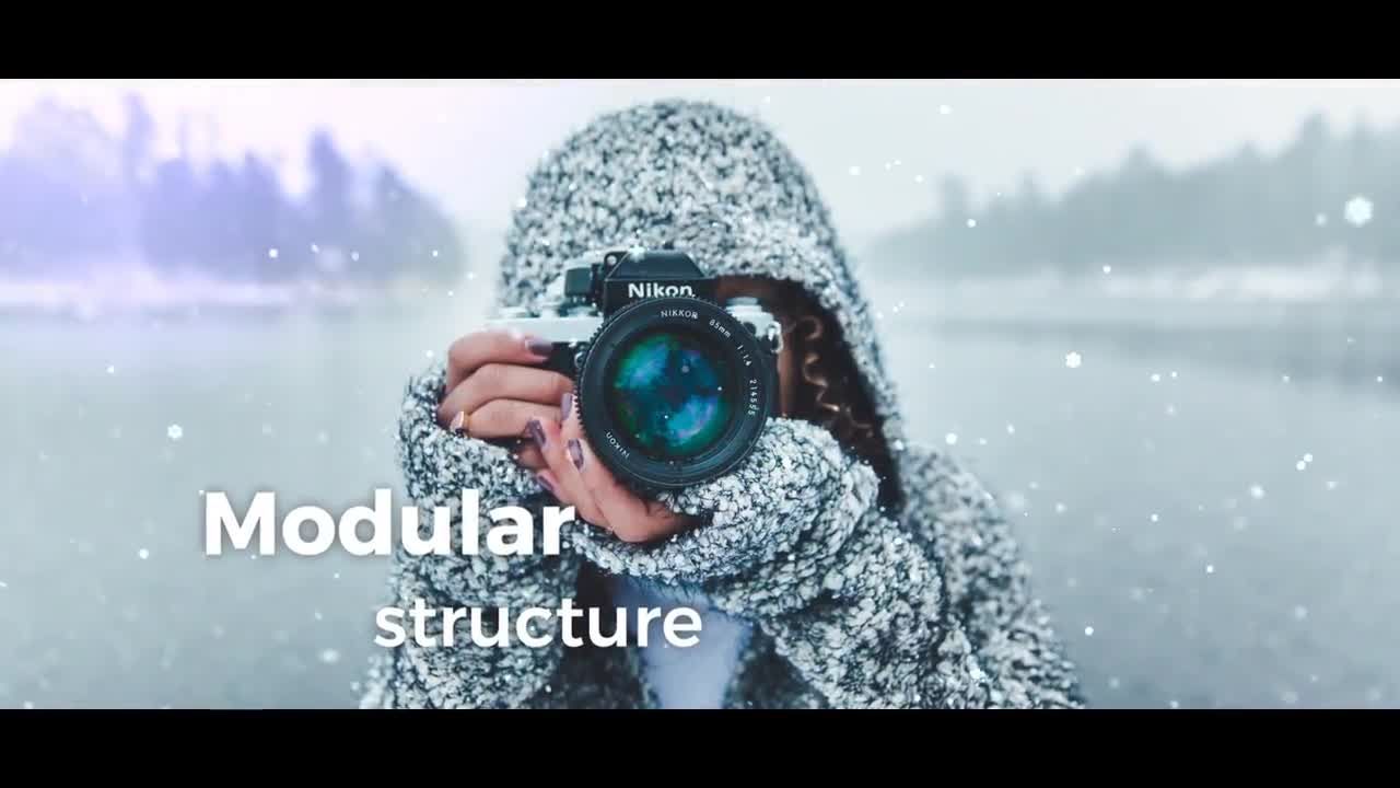 冬季雪花飘落场景过渡文本动画素材库推荐PR模板