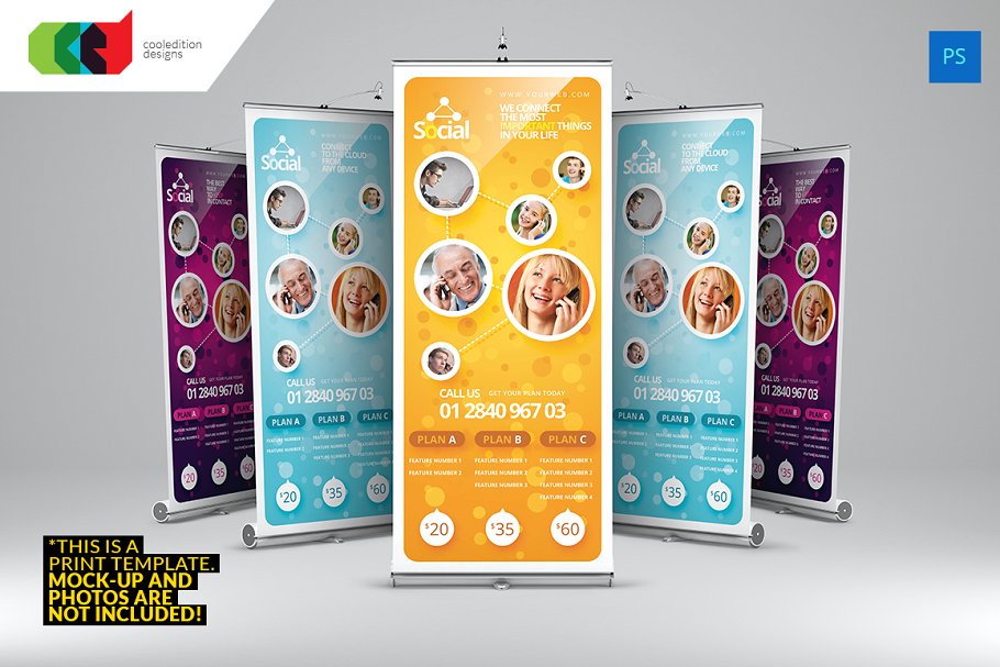 社交活动易拉宝X展架模板 Social Roll-Up Banner 1插图(2)