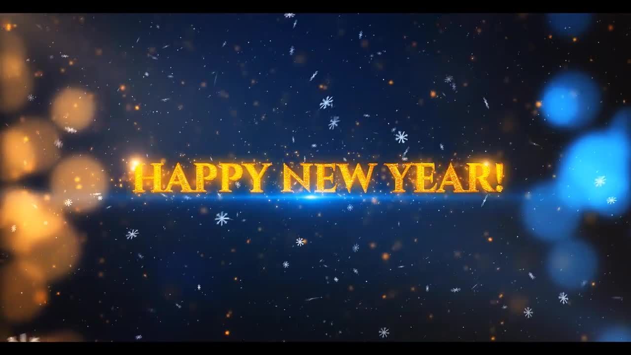 明亮华丽的飘雪闪亮粒子创意新年快乐文字动画素材库精选AE模板