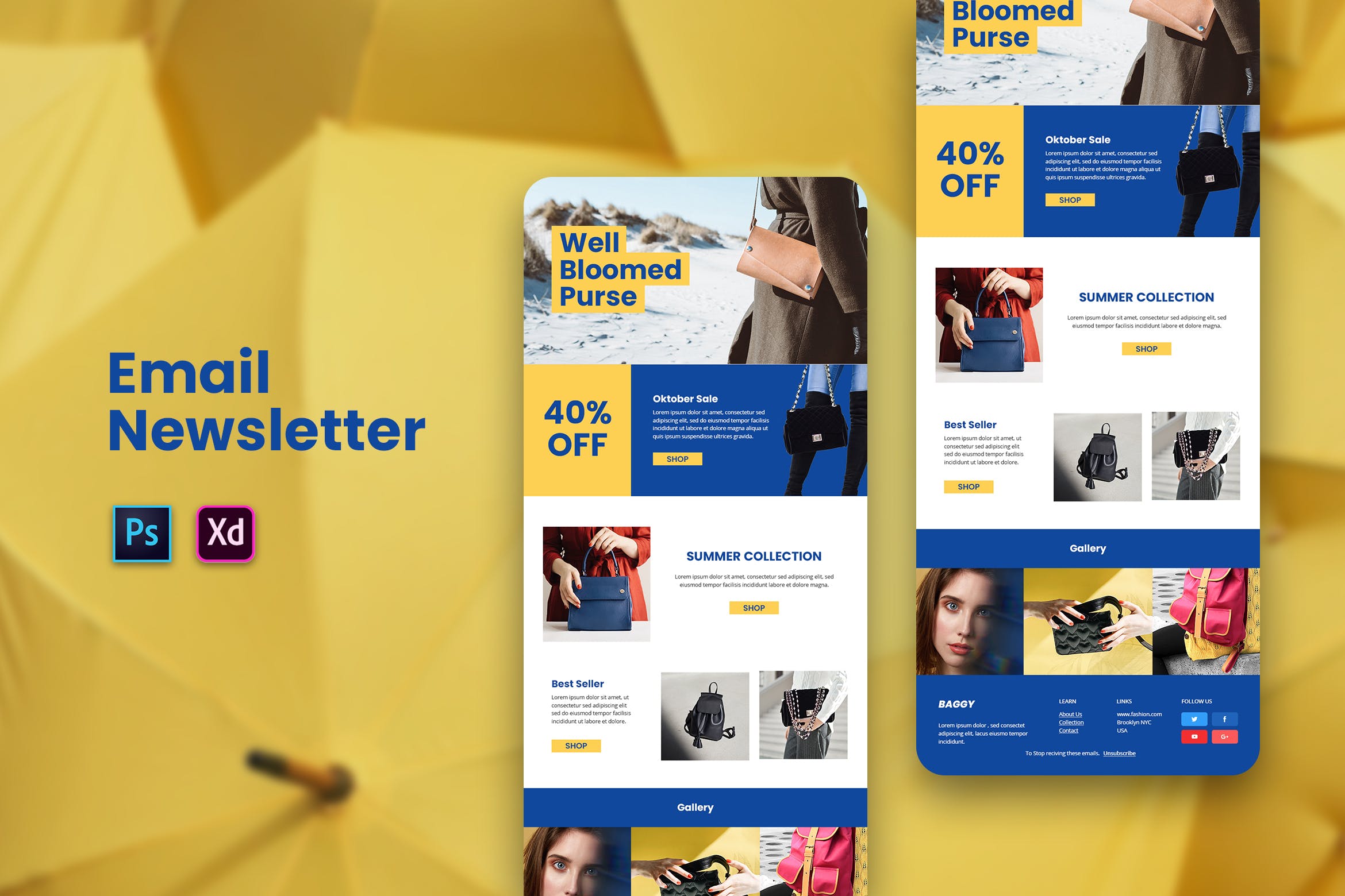 时尚品牌手袋促销活动推广EDM邮件模板素材库精选 Bag Fashion Email Newsletter插图
