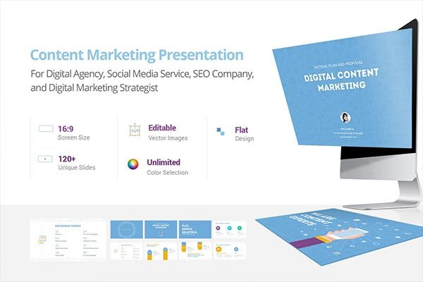 时尚清新简约内容营销演示powerpoint幻灯片演示模板（pptx）