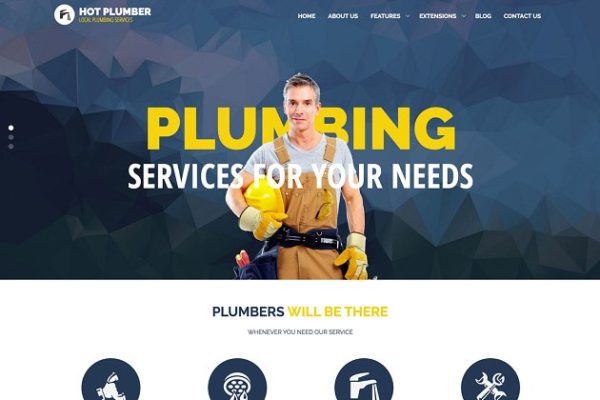 家政维修服务企业官网Joomla模板素材库精选 Hot Plumber