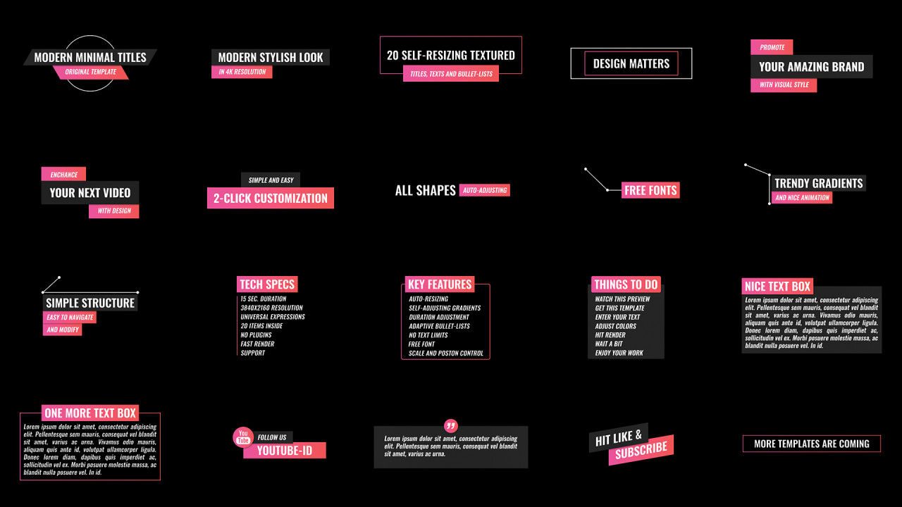 20个动画全屏文本标题素材库精选AE模板