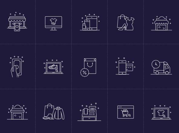 购物和电子商务主题矢量图标素材 Shopping and E-commerce Vector Icons