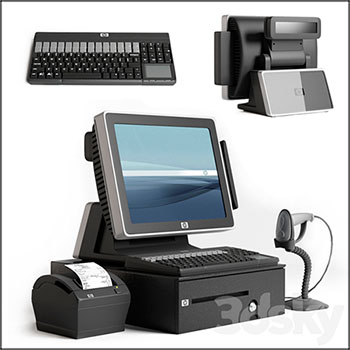 惠普品牌超市收银机收款机一体素材之家精选3D模型