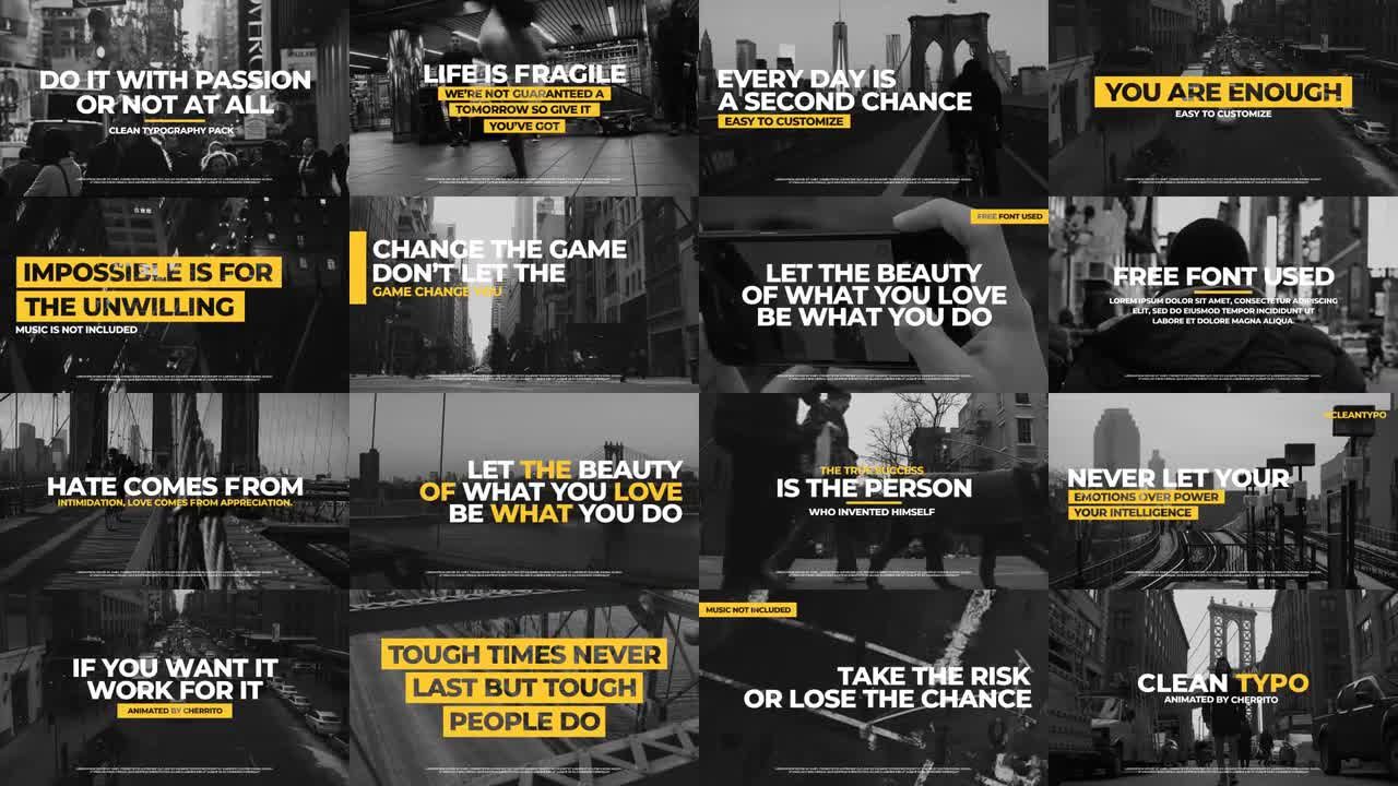 16个独特和专业的排版动画创意标题包素材库推荐PR模板