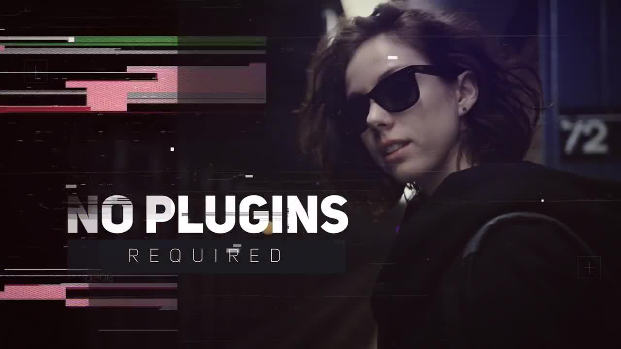 现代时尚的动感失真故障特效片头素材库精选pr模板