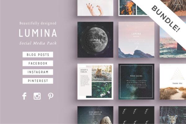 极力推荐：社交媒体配图插图设计模板素材库精选[1.23GB] LUMINA Social Media BUNDLE