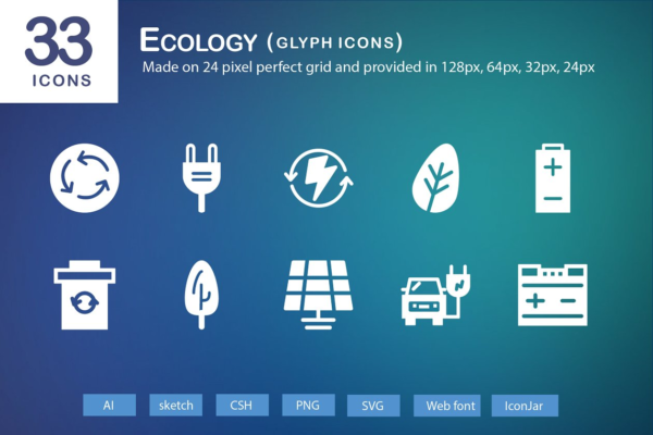 33个生态字体图标集 33 Ecology Glyph Icons