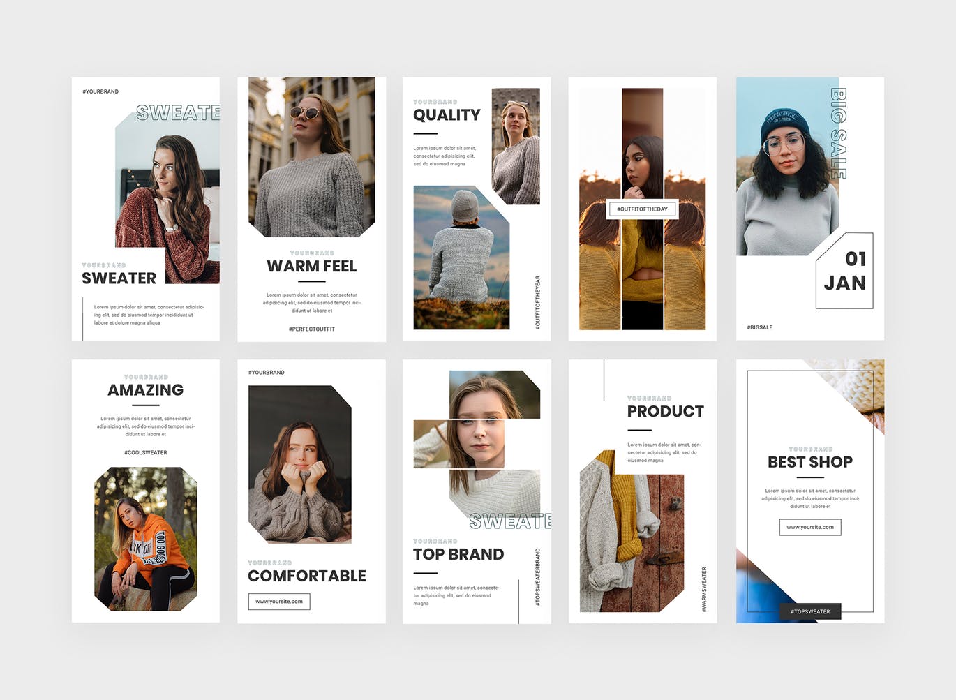 服装品牌Instagram社交推广设计素材包 Hoodie – Instagram Story Pack插图(1)