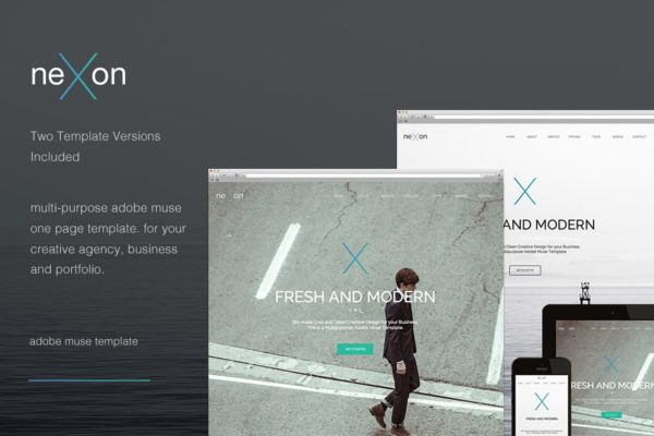 多功能创意单页面网站模板素材库精选 Nexon – One Page Muse Template