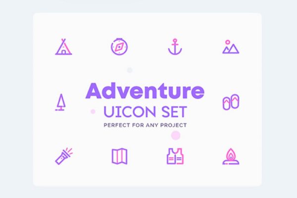 探险露营户外主题图标集[AI, EPS, XD] UICON – Adventure, Camping Icons Set