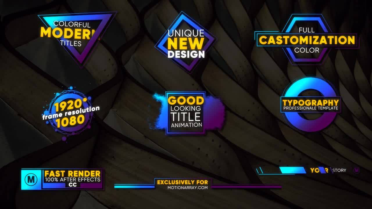9个丰富多彩的现代标题素材库精选AE模板