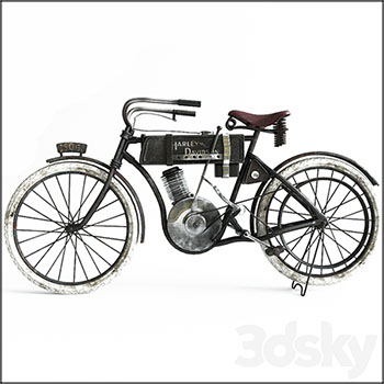 1906年的哈雷戴维森摩托车电动自行车素材之家精选3D模型