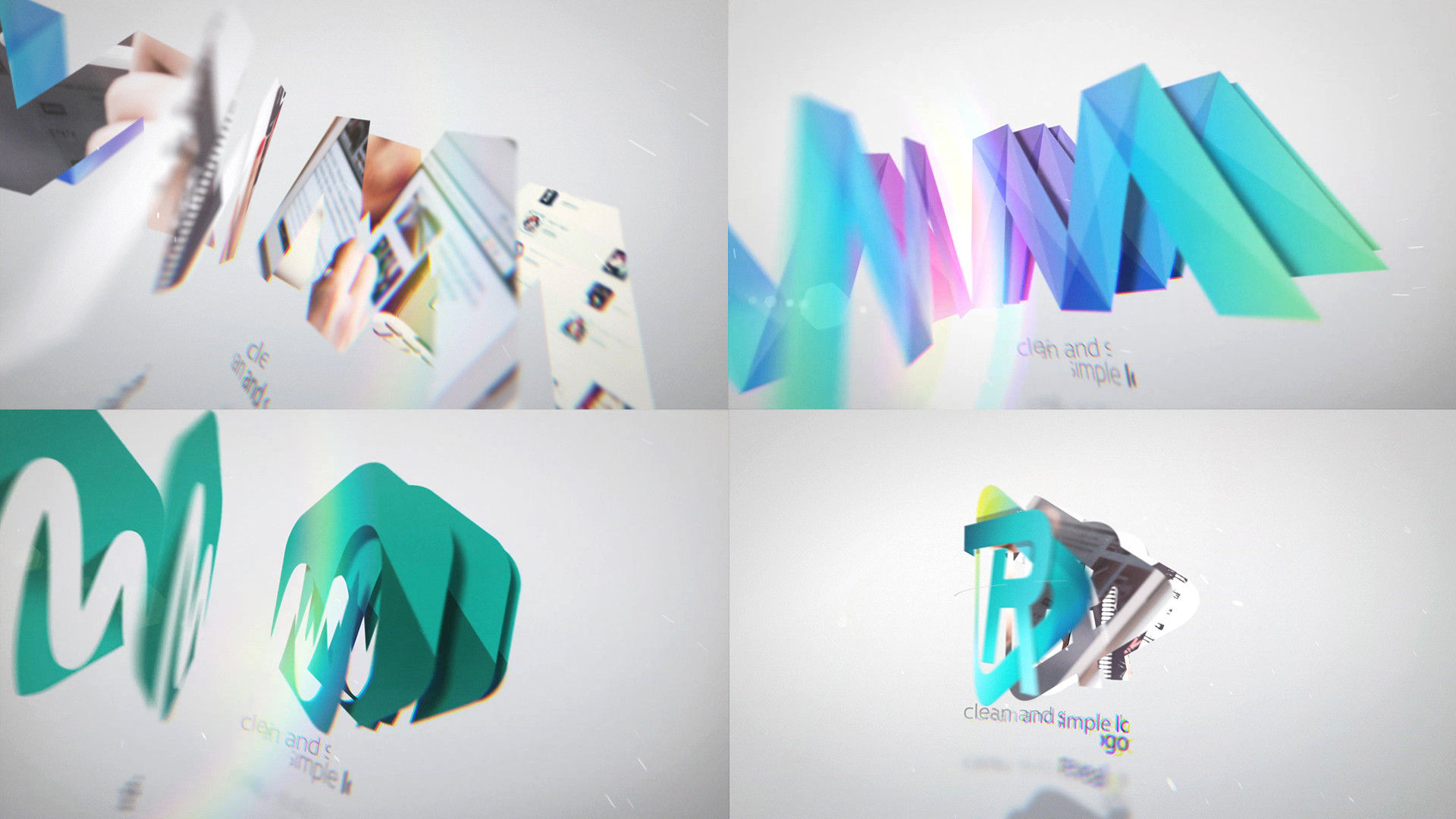 现代简洁创意的翻转重叠效果展示徽标素材库精选AE模板