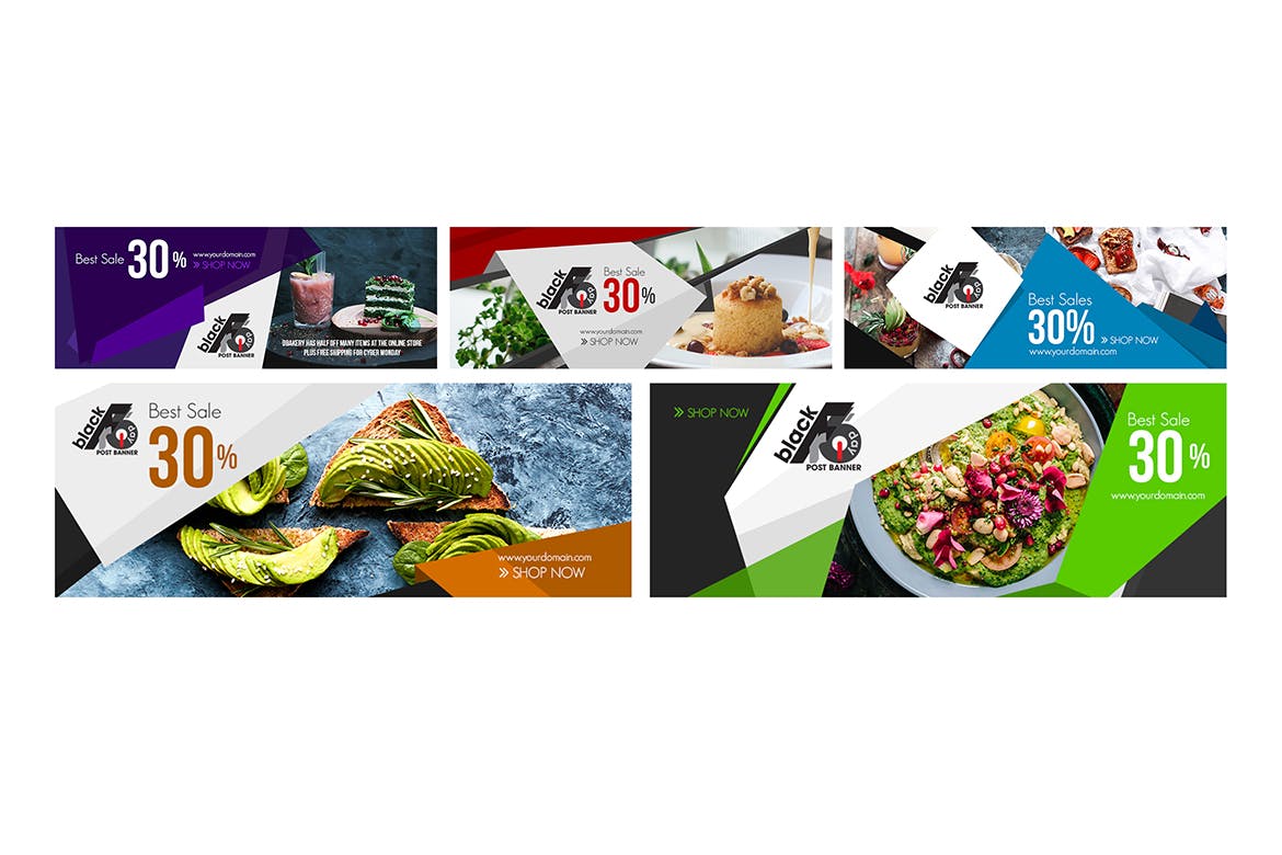 10款Facebook社交平台黒五购物广告Banner设计模板素材库精选 10 Facebook Cover-Black Friday插图(2)