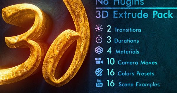 3D高贵亮金色logo演示素材库精选AE模板 3d Gold Titles and Logo. NO PLUGINS.