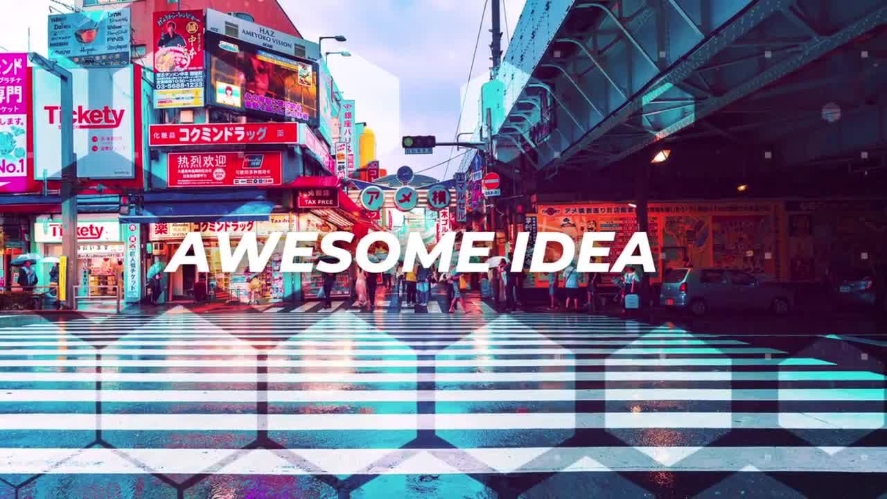 六角毛刺幻灯片素材库精选AE模板