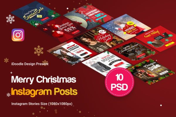 圣诞节假日折扣促销Instagram图片模板素材库精选 Holiday Sale, Christmas Instagram Posts