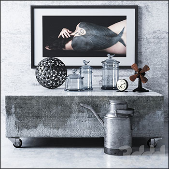 混凝土桌子和摆件装饰套装素材之家精选3D模型