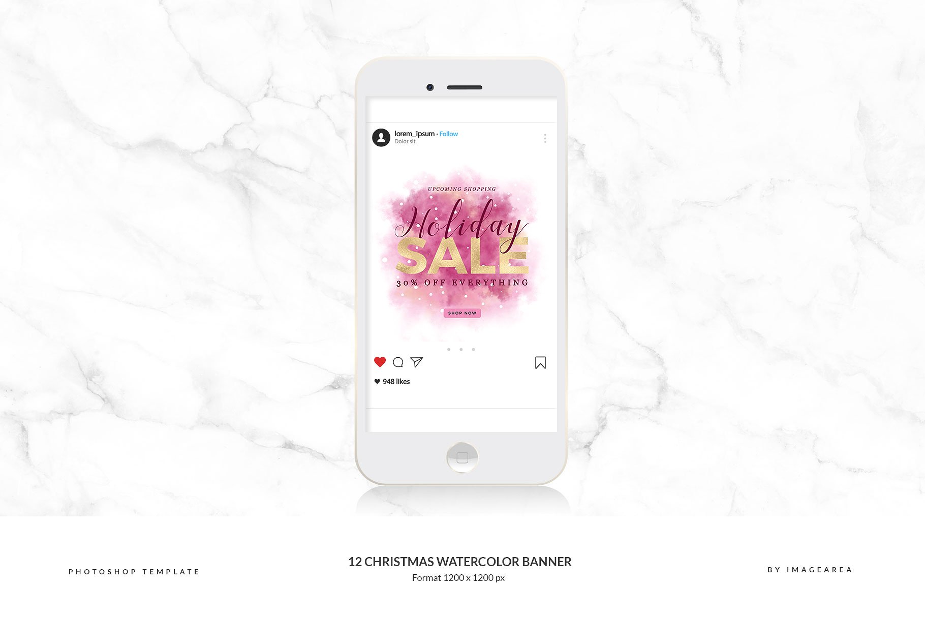 12款圣诞节主题社交媒体广告Banner模板素材库精选 Christmas Watercolor Banner插图