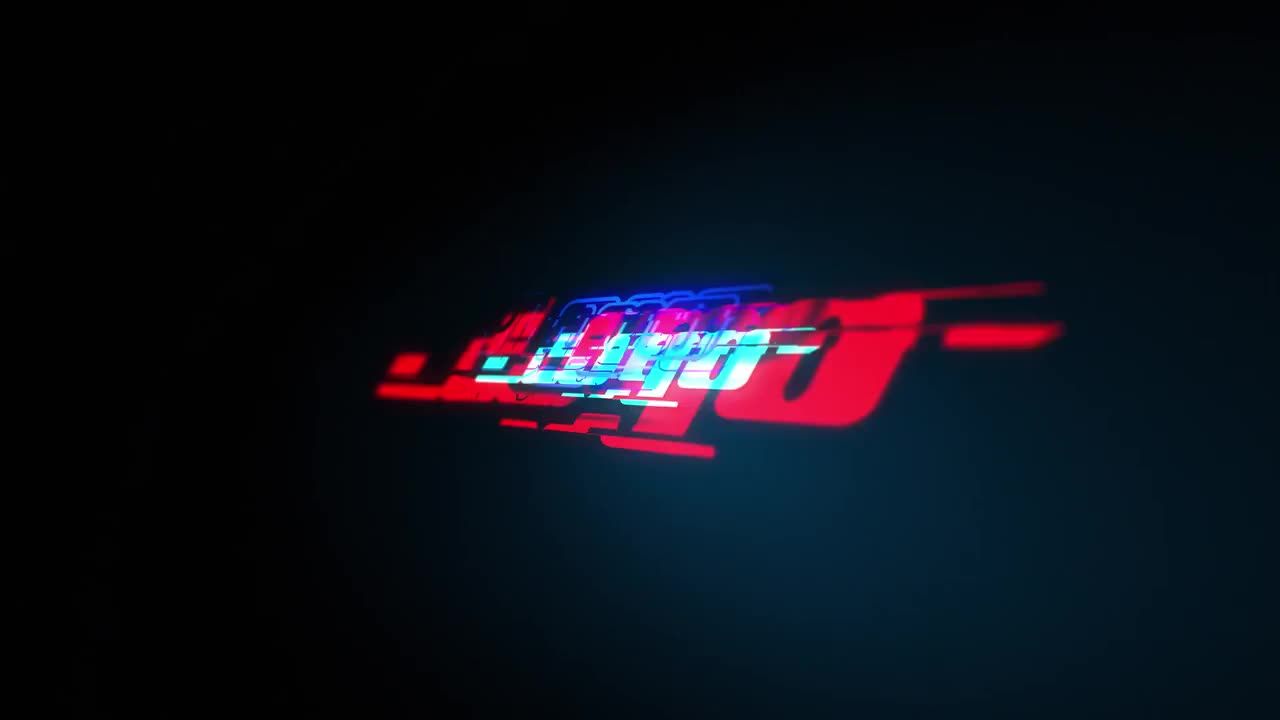 毛刺灯光效果AE徽标模板